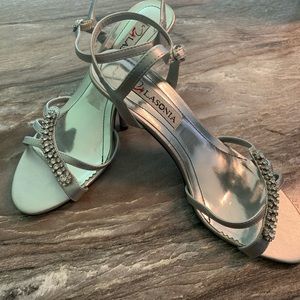 Silver sandals with rhinestones